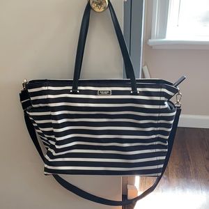 NWOT Kate spade black and white stripe baby diaper tote purse bag